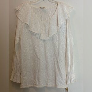 Vintage D.K. Gold DonnKenny “lace like”, Long Sleeve with ruffle collar S NWT
